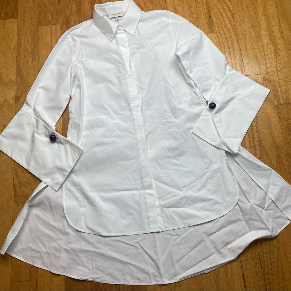 Lafayette 148 New York Womens White Ballet Studio Tunic Size XS **NO BELT**